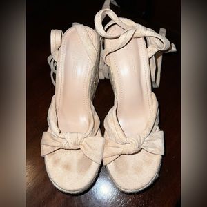 Lace up beige sandals